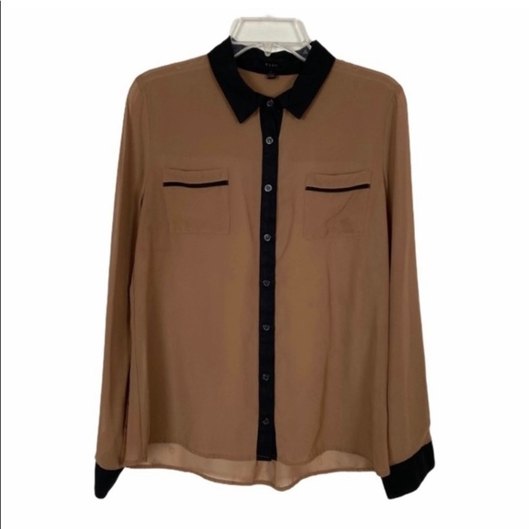 mine Semi-sheer Shirt Brown Black Size L - Picture 1 of 7